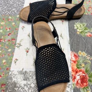 Earth Origins Black Perforated Sandals
